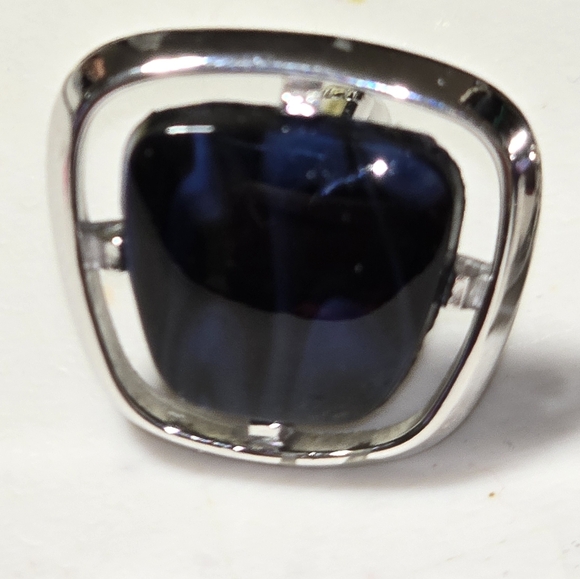 Blue Marbled Glass Silver Tone Cuff Links 18 Pre Owned - Picture 2 of 5